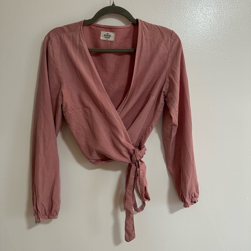 Marine Layer Dusty Rose Wrap Blouse